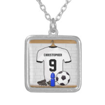 Personalised white and black football soccer Jerse Custom Jewelry
