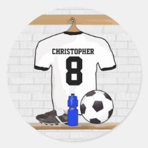 Personalised white and black football soccer Jerse Sticker