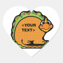 Personalize a Dinosaur, <YOUR TEXT> Heart Stickers