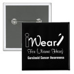 Personalize Black and White Ribbon Carcinoid Cance Button