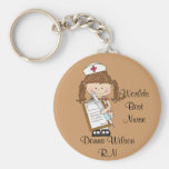Personalize Brunette Nurse Gifts! Key Chains