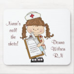 Personalize Brunette Nurse Gifts! Mouse Pads
