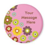 Personalize Flower Power Magnet Pink