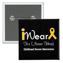 Personalize gold Ribbon Childhood Cancer Button