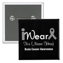 Personalize Grey Ribbon Brain Cancer Buttons
