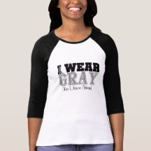 Personalize I Wear Grey Ribbon Brain Cancer T Shirt