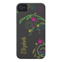 Personalize Neon Floral iPhone 4 Barely There Case Case-Mate iPhone 4 Case