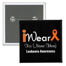Personalize Orange Ribbon Leukaemia Pinback Button