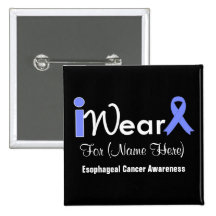 Personalize Periwinkle Ribbon Esophageal Cancer Button