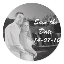 PERSONALIZE PHOTO SAVE THE DATE ROUND STICKERS
