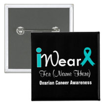 Personalize Teal Ribbon Ovarian Cancer Button