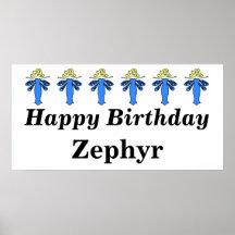 Personalize w/any name Blue Fairy Birthday Banner Poster