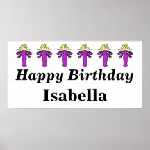Personalize w/any name Purple Fairy Birthday Print