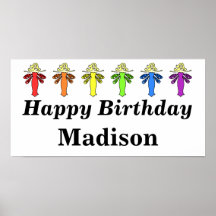 Personalize w/any name Rainbow Fairies Birthday Print