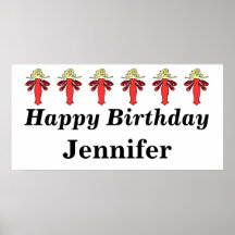 Personalize w/any name Red Fairy Birthday Banner Posters