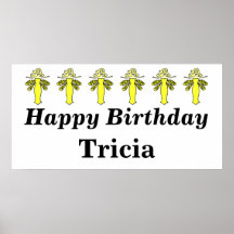 Personalize w/any name Yellow Fairy Birthday Print