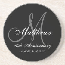 Personalized 10th Wedding Anniversary Coaster