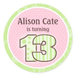 Personalized 13th Birthday Seal stickers