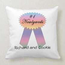 Personalized #1 Newlyweds Prize Ribbon Pillows