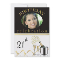 Personalized 21st Birthday Party Photo Invitations