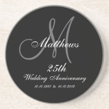 Personalized 25th Wedding Anniversary Coaster