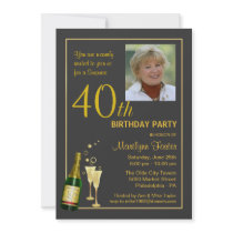 Personalized 40th Birthday Party Photo Invitations