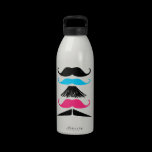 Personalized 5 Trendy Multi Colour Moustaches Bott water bottles