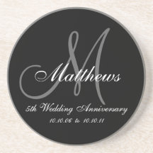Personalized 5th Wedding Anniversary Coaster