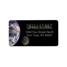 Personalized Address Label With The Earth & Moon