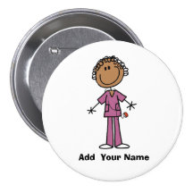 Personalized African American Nurse  Button