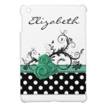 personalized aqua polka dots roses girly Ipad case ipad mini cases