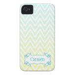 Personalized aqua yellow ombre chevron iphone 4 Case-Mate iPhone 4 case