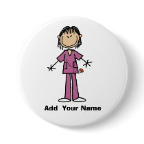 Personalized Asian Stick Figure Nurse  Button