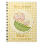 Personalized Baby Girl in Pod Lemon Baby Journal Spiral Note Book