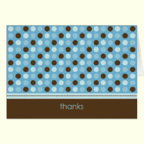 Personalized Baby Polka Dot Thank You Card (blue) cards