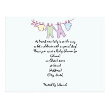 Personalized Baby Shower Invitation-Clothesline Postcard