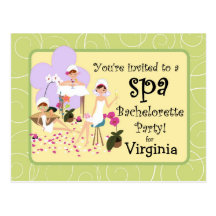 Personalized Bachelorette Party Spa Invitations Postcards