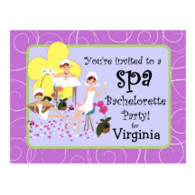 Personalized Bachelorette Party Spa Invitations Post Cards