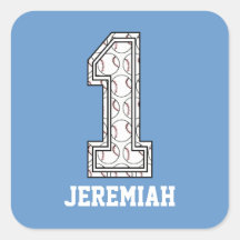 Personalized Baseball Number 1 Square Stickers