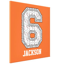 Personalized Baseball Number 6 Gallery Wrap Canvas