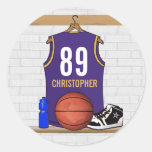 Personalized  Basketball Jersey (PG) Round Stickers