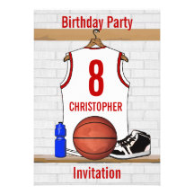 Personalized Basketball Jersey (white red) Invitation