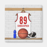 Personalized Basketball Jersey (white red) Magnet