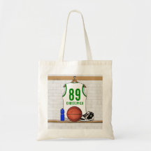 Personalized Basketball Jersey (whitegreen) Tote Bags