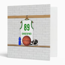 Personalized Basketball Jersey (whitegreen) Binder