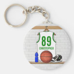 Personalized Basketball Jersey (whitegreen) Keychain