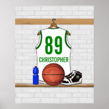 Personalized Basketball Jersey (whitegreen) Poster