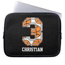 Personalized Basketball Number 3 laptop sleeves