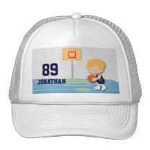 Personalized basketball player cartoon mesh hats