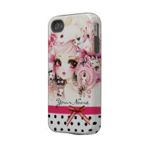 Personalized - Beautiful anime girl with bunnies Iphone 4 Tough Covers